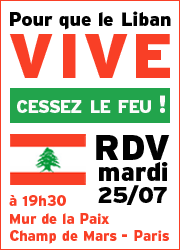 Pour que le liban Vive, Cessez le Feu !!
